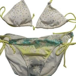 Victoria's Secret White/Gray Palm Tree Bikini Set
